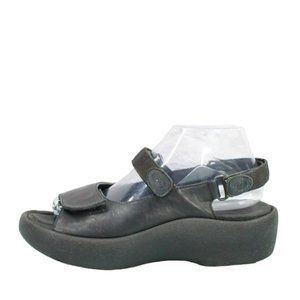 Wolky Jewel Black Leather Hook & Loop Slingback Sport Sandals Size 8.5 - 9